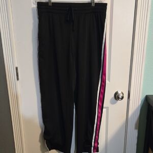 Danskin Now Black Pants with Pink and White Stripes